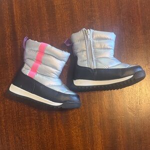 Kids Silver and Black Winter Boots